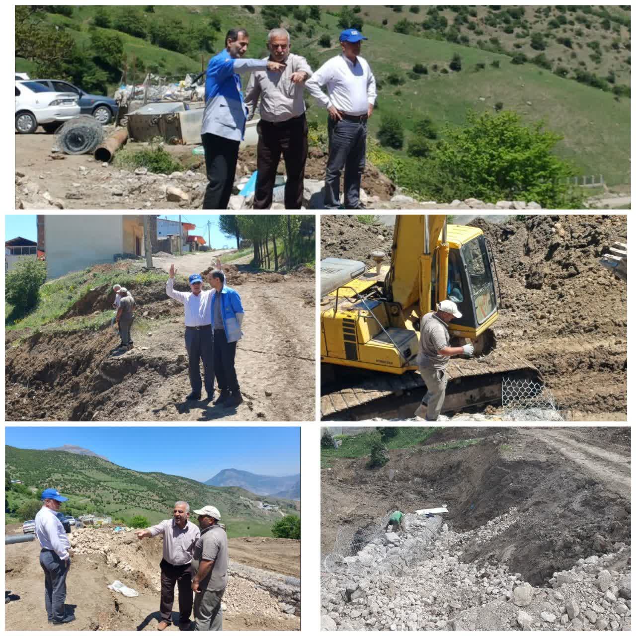 بازدید مدیرکل مدیریت بحران، معاون فنی مهندسی گاز استان و مشاور زمین‌شناسی از منطقه رانشی اوریم / اجرای دیواره حفاظتی