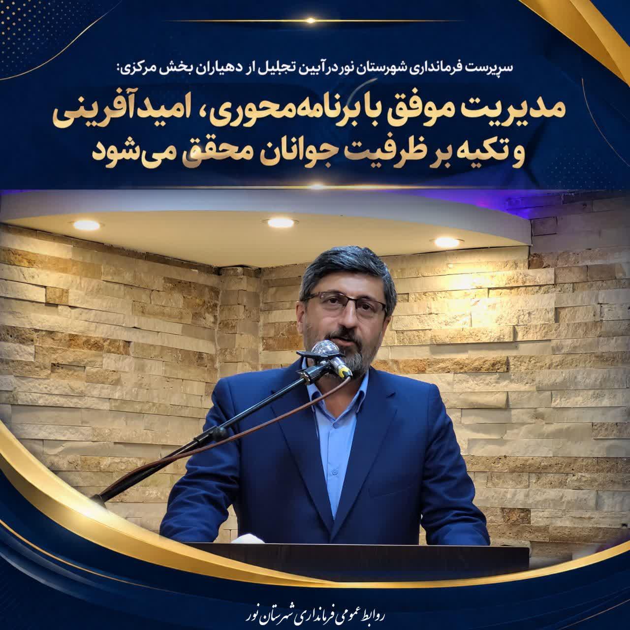 مدیریت موفق با برنامه‌محوری، امیدآفرینی و تکیه بر ظرفیت جوانان محقق می‌شود