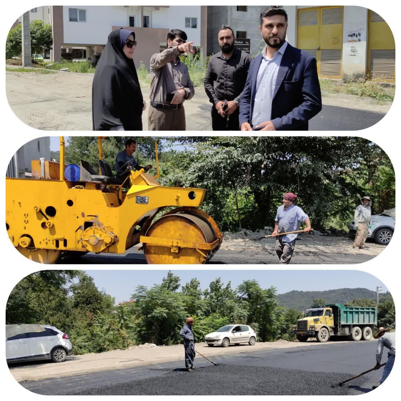 بازدیدمیدانی سرکار خانم دکتر قائی‌پاشا فرمانداربر عملیات آسفالت کوچه کارگر 