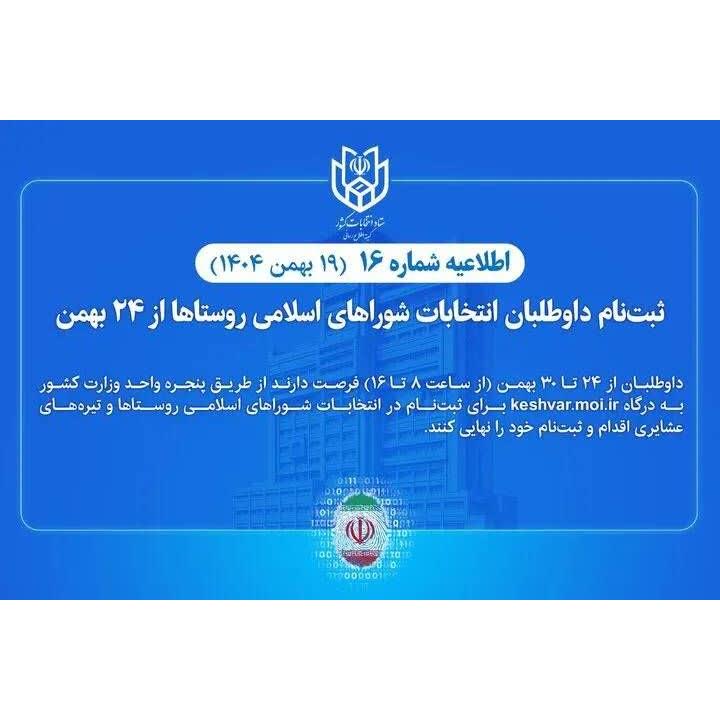 ثبت‌نام داوطلبان انتخابات شوراهای اسلامی روستاها از ۲۴ بهمن